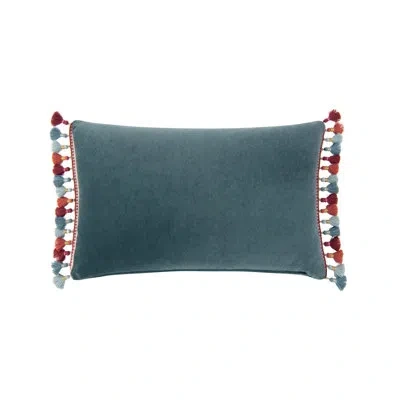 Rose Tree Haylie Velvet Decorative Throw Pillow In Blue