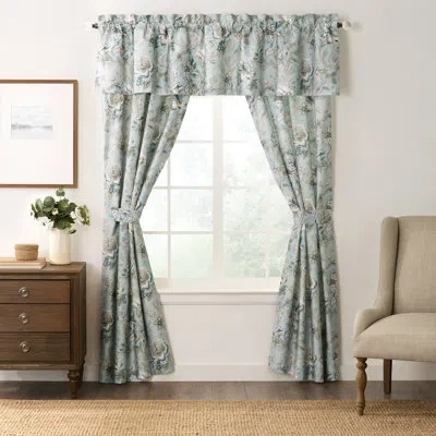 Rose Tree Josephine Floral Lined Window Panel Pair Set In Blue
