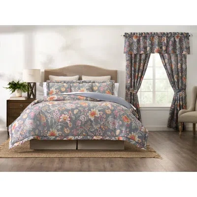 Rose Tree Mia Floral  4 Piece King Comforter  Set In Gray