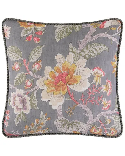 Rose Tree Mia Floral Square Decorative Pillow In Black