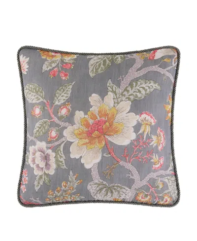 Rose Tree Mia Floral Square Decorative Pillow, 18" X 18" In Gray