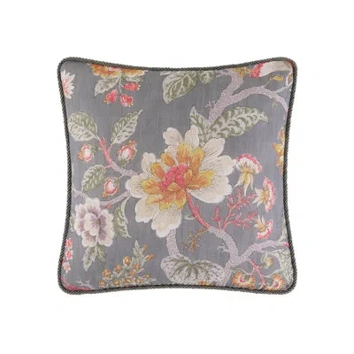 Rose Tree Mia Floral Square Decorative Pillow In Gray