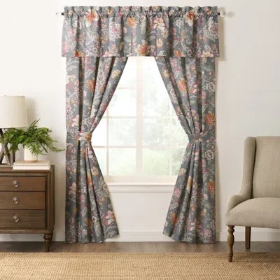 Rose Tree Mia  Floral Tailored Window Valance In Blue