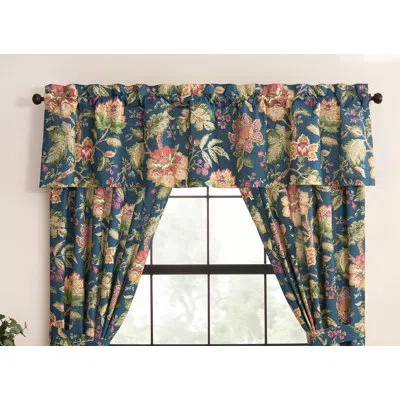 Rose Tree Secret Garden Tailored Window Valance In Navy