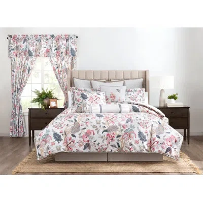 Rose Tree Talia Floral Print 4 Piece King Comforter Set In Blue;white;green;beige;pink;cream