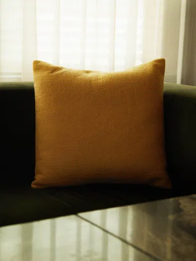 Rose Uniacke Hand-dyed Felted Cashmere Large Cushion  Abask Luxury Gift In Yellow