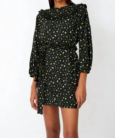 Roseanna Dylan Wave Mini Dress In Noir Floral In Green