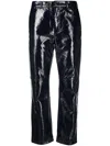 Roseanna Iggy Vinyl Cotton-blend Straight Trousers In Blue