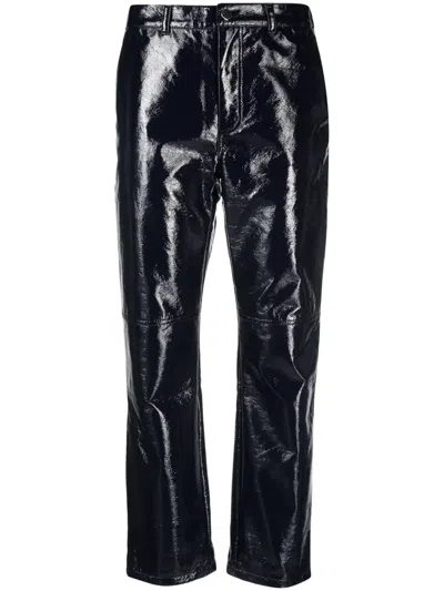 Roseanna Iggy Vinyl Cotton-blend Straight Trousers In Blue