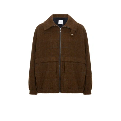 Roseanna Lambswool Check Jacket In Brown