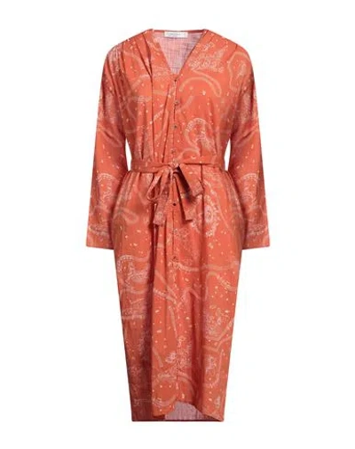 Roseanna Woman Midi Dress Rust Size 10 Cotton In Red
