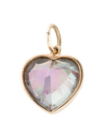 Pre-owned Roseark 14k Coated Topaz Heart Necklace Pendant, 0.75" In Multi