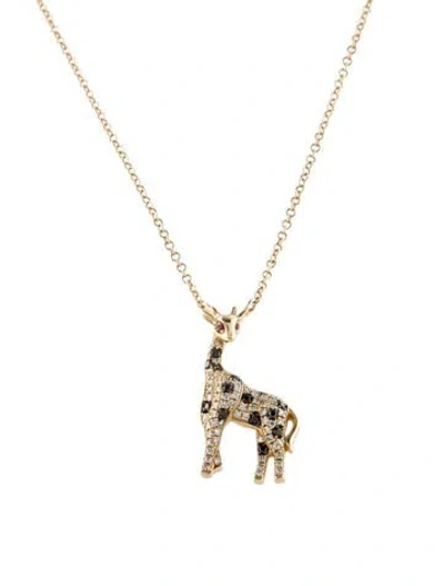Pre-owned Roseark 14k Diamond & Ruby Giraffe Pendant Necklace, 18" In Multi