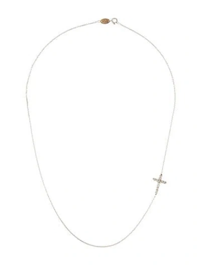 Pre-owned Roseark 14k Diamond Sideways Cross Necklace, 16" In Multi