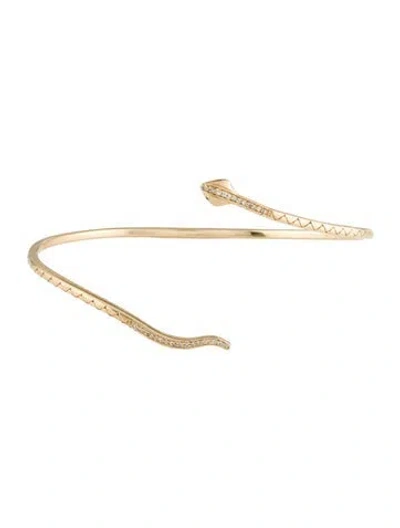 Pre-owned Roseark 14k Diamond Snake Cuff Bracelet, 6" In Multi