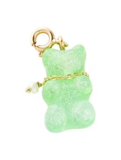 Pre-owned Roseark 18k Pearl & Resin Gummy Bear Pendant In Green