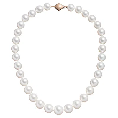 Pre-owned Roseate Jewelry Australian South Sea 12-15mm Round Pearl Necklace 18k Rg Clasp In Multi