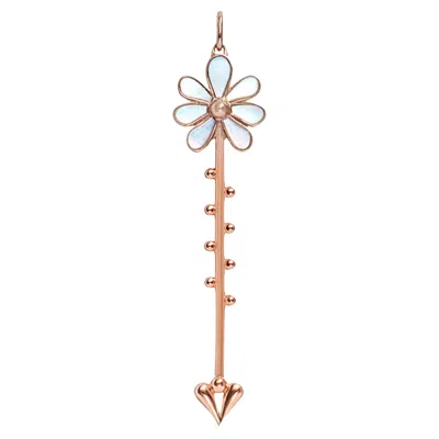 Pre-owned Roseate Jewelry Bloom Wand Pendant In 18k Rose Gold And Mother-of-pearl In Red