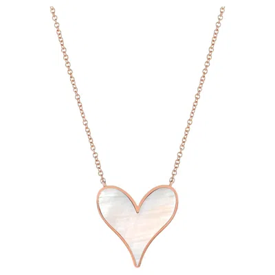 Pre-owned Roseate Jewelry Heart Pendant 15mm In 18k Rose Gold And Mother-of-pearl In Red