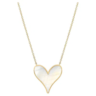 Pre-owned Roseate Jewelry Heart Pendant 15mm In 18k Yellow Gold And Mother-of-pearl