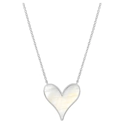 Pre-owned Roseate Jewelry Heart Pendant 15mm In Sterling Silver And Mother-of-pearl In Multi