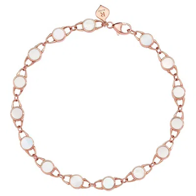 Pre-owned Roseate Jewelry Treasurelock Mother-of-pearl Bracelet 4mm In Rose Gold In Red