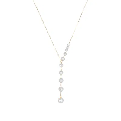 Roseate Jewelry Women's Roseate Akoya Graduated Pearl Necklace In Yellow Gold