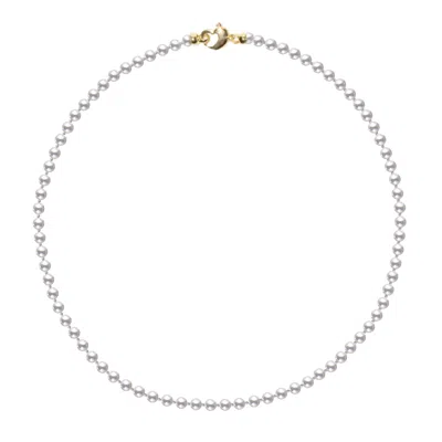Roseate Jewelry Women's Roseate Akoya White Pearl Strand With Yellow Gold Heart Clasp, Mini