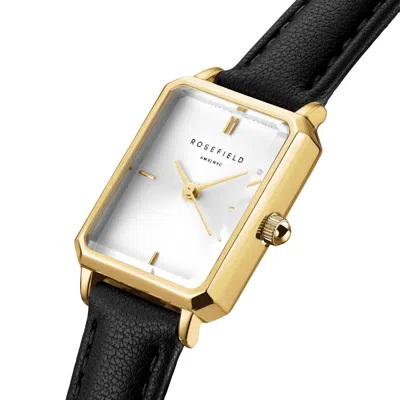 Rosefield Gold  Octagon Xs Ladies Black Leather Watch