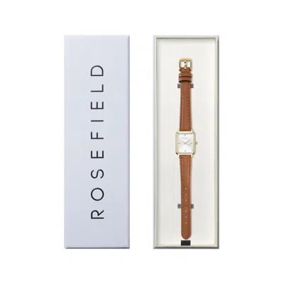Rosefield Gold  Octagon Xs Ladies Watch Brown Leather Strap