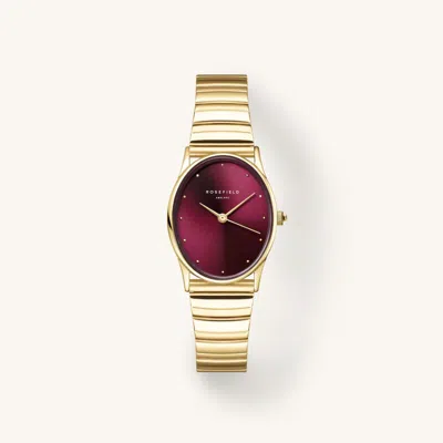 Rosefield Gold  Oval Ladies Watch With Burgundy Dial In Red