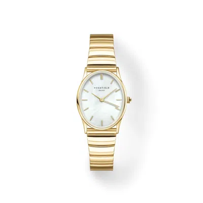 Rosefield Gold  Oval Ladies Watch With White Mother Of Pearl Dial