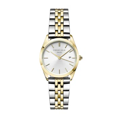 Rosefield Gold / Silver  Ladies The Ace Xs Watch Silver Sunray Dial With Steel Silver And Gold Duoton In Metallic