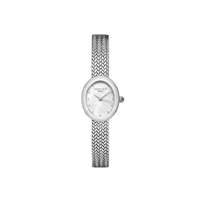 Rosefield Mini Oval Ladies Watch Silver Finish With Mother Of Pearl Dial