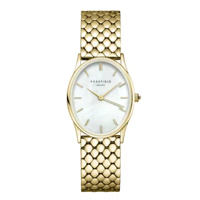 Rosefield Oval Gold Toned Ladies Watch With Mother Of Pearl Dial