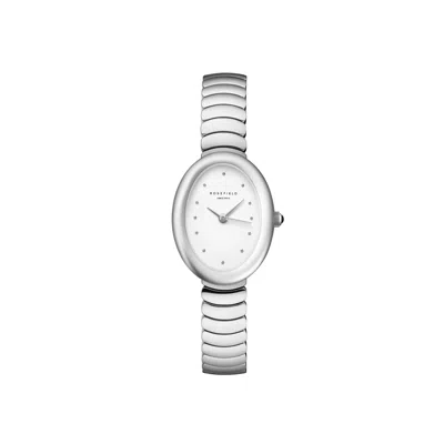 Rosefield Ovale Ladies Silver Watch With Matte White Dial