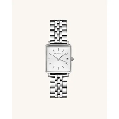 Rosefield Silver  Boxy Xs Ladies Stainless Steel Watch With White Sunray Dial