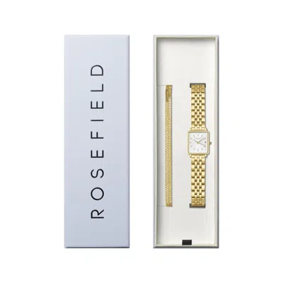 Rosefield Women's  Boxy Xs Gold Coloured Steel Watch + Snake Gold Bracelet