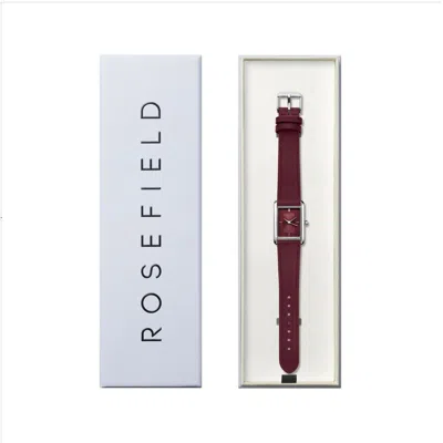 Rosefield Women's  Heirloom Modern Watch With Burgundy Dial Silver Casement & Burgundy Leather Strap