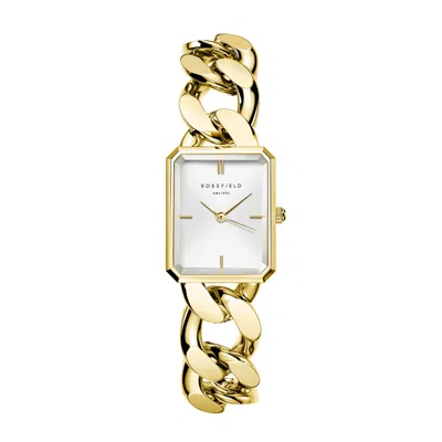 Rosefield Women's  Octagon Studio Gold Curb Linked Bracelet Watch In Purple
