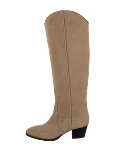Pre-owned Rosegold Suede Riding Boots In Neutral