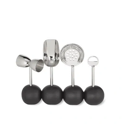 Roselli Trading Company Astro Bar Tool Set In Chrome;matte Black