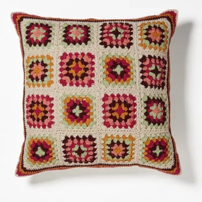 Roselli Trading Company Cozy Corner Cotton Square Pillow Cover & Insert In Brown;green;pink;orange