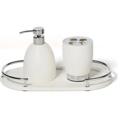 Roselli Trading Company Dubai 3-piece Ceramic Bathroom Accessory Set In White