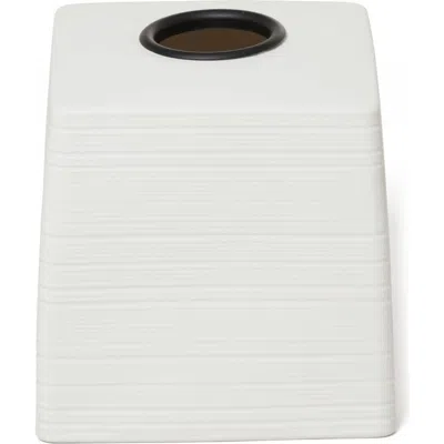 Roselli Trading Company Dubai Black Trim Tissue Box Cover In White