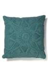 Roselli Trading Company Emma Crocheted Accent Pillow In Green
