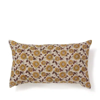 Roselli Trading Company Field Of Flowers Linen Lumbar Rectangular Pillow Cover & Insert In White;yellow