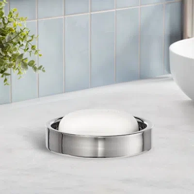 Roselli Trading Company Modern Round Soap Dish In Silver