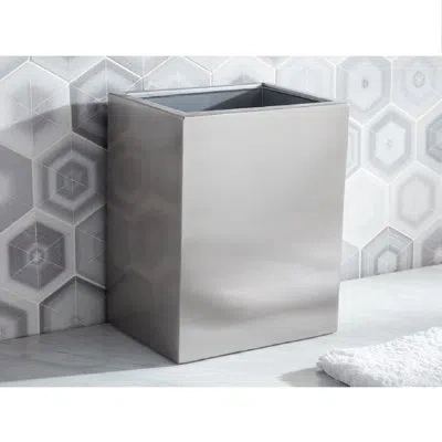 Roselli Trading Company Modern Satin Wastebasket In Satin Stainless Steel