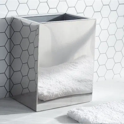 Roselli Trading Company Modern Shiny Wastebasket In Stainless Steel